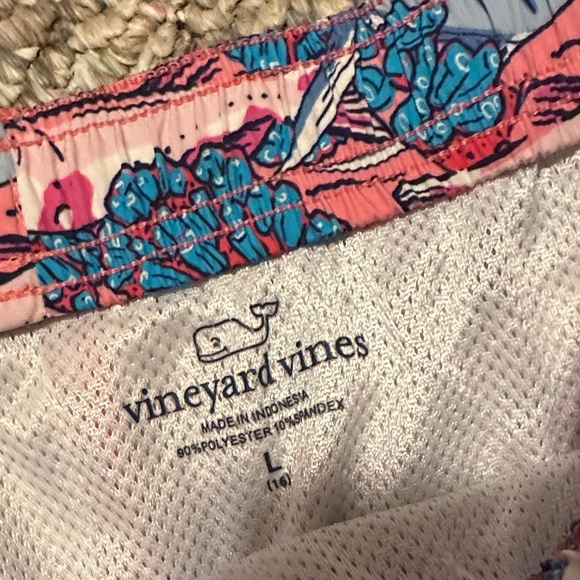 Vineyard Vines Pink and Blue Fish Print Shorts - Picture 3 of 4